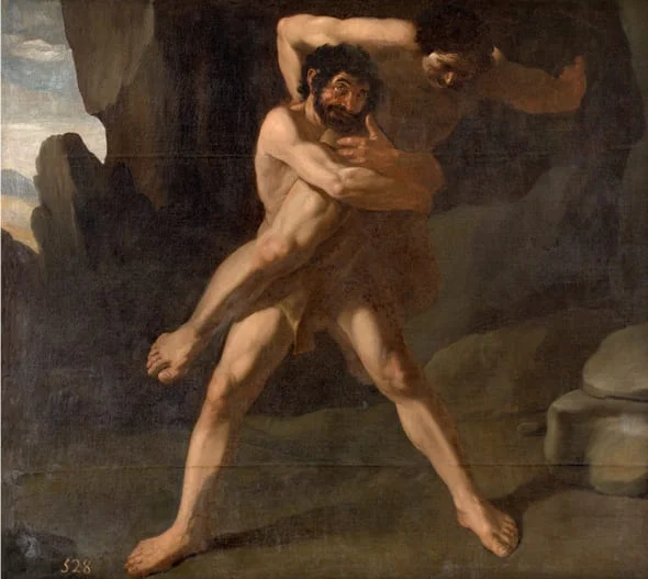 Francisco de Zurbaran. Hercules luchando con Anteo. 1634. Oleo sobre lienzo. 136 x 153 cm. Museo del Prado Espana.